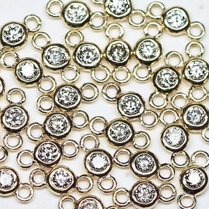 14k Solid Gold / Real Diamond / Charm Pendant / Bezel / Jewelry Finding / Diamond Connector / Diamond Charm St Patricks Day