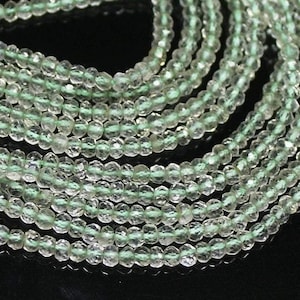 Prasiolite Green Amethyst Faceted Round Ball Loose Gemstone Beads Strand 14" 3mm