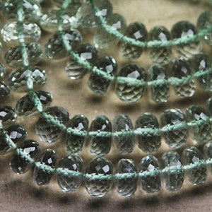 Natural Green Amethyst Faceted Rondelle Loose Gemstone Beads Strand 7mm 8mm St Patricks Day