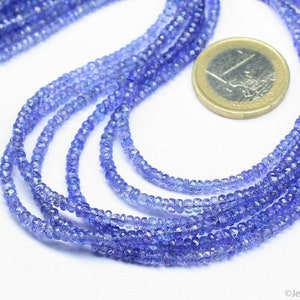 Natural Blue Tanzanite Faceted Rondelle Beads 3mm 4mm 8 inches