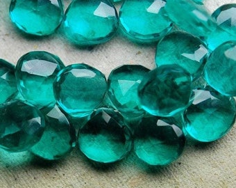 Emerald Mystic Green Quartz Faceted Heart Drop Gemstone Pair Beads 30pcs 10mm
