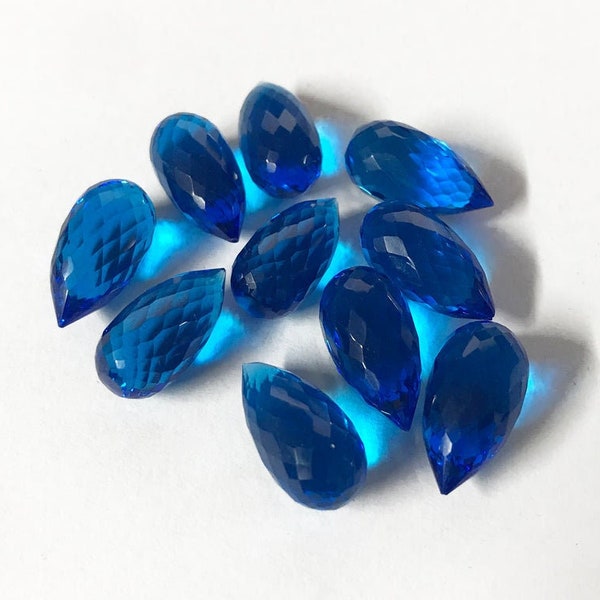 5pcs Kashmir Blue Quartz Micro Faceted Tear Drop Briolette Gemstone Loose Beads Matching Pair 19x11mm