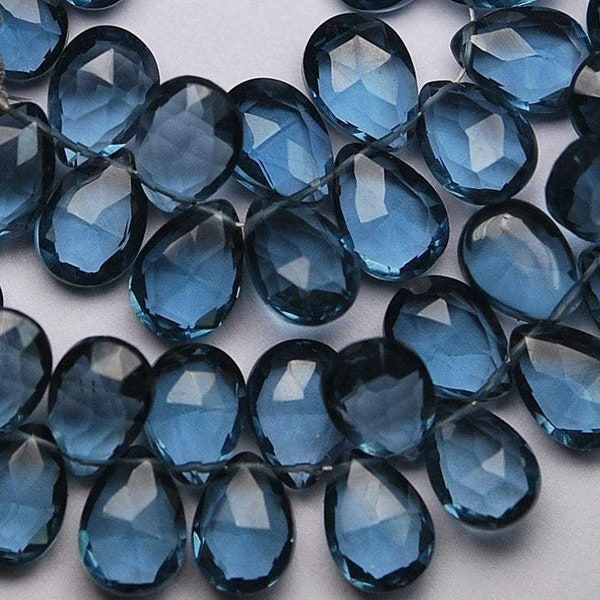 London Blue Topaz Quartz Faceted Pear Drop Beads 20x10mm 1 matching pair