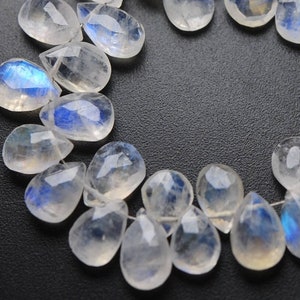 Natuarl blauwe flitsende regenboog maansteen facetgeslepen peer briolette kralen 10 paar 20 stuks 10 mm St. Patrick&#39;s Day