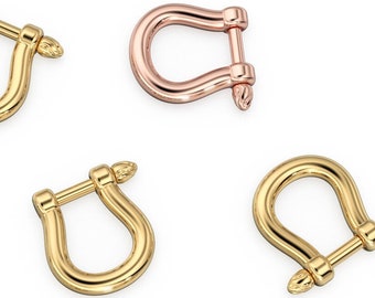 Mousqueton fer à cheval à vis, fermoir en or massif, porte-breloques / fermoir à vis en forme de U / fermoir ovale / fermoirs simples ovales en or 14 carats
