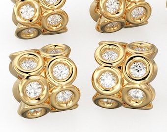 Diamond 18k Solid Yellow Gold 4mm Diamond Eternity Rondelle Wheel Beads