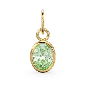 Dije ovalado de oro macizo de amatista verde / Colgante de oro hecho a mano con piedra preciosa de prasiolita natural / 1 pieza de oro amarillo de 14 k para joyería