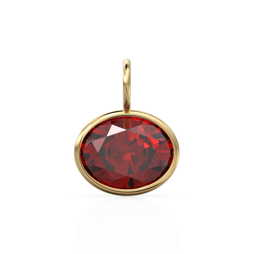 Red Ruby 2.40ct 14k Yellow Solid Gold Charm Pendant Bezel Jewelry ...