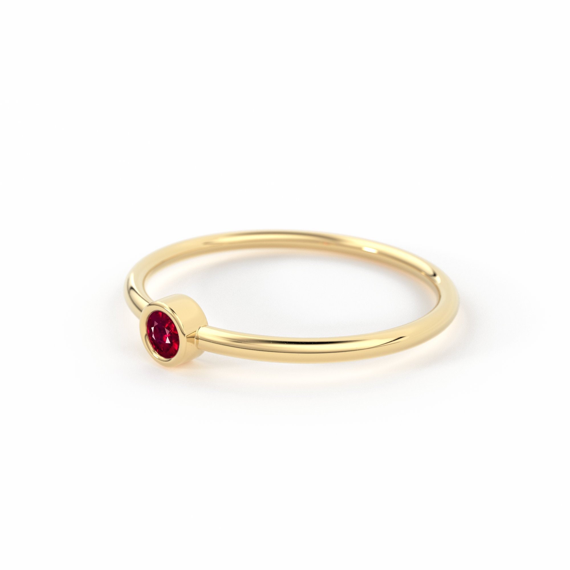 Rose Gold Ruby Ring / 14k Rose Gold Single Ruby 0.08ctw - Etsy