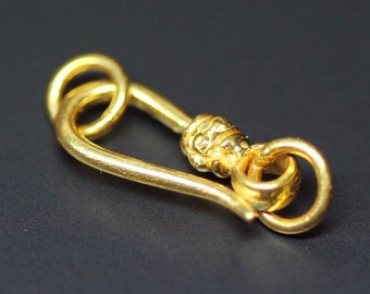 Tribal Hook 18k Solid Gold Clasp  Handmade Old Fashioned 11mm x 5mm