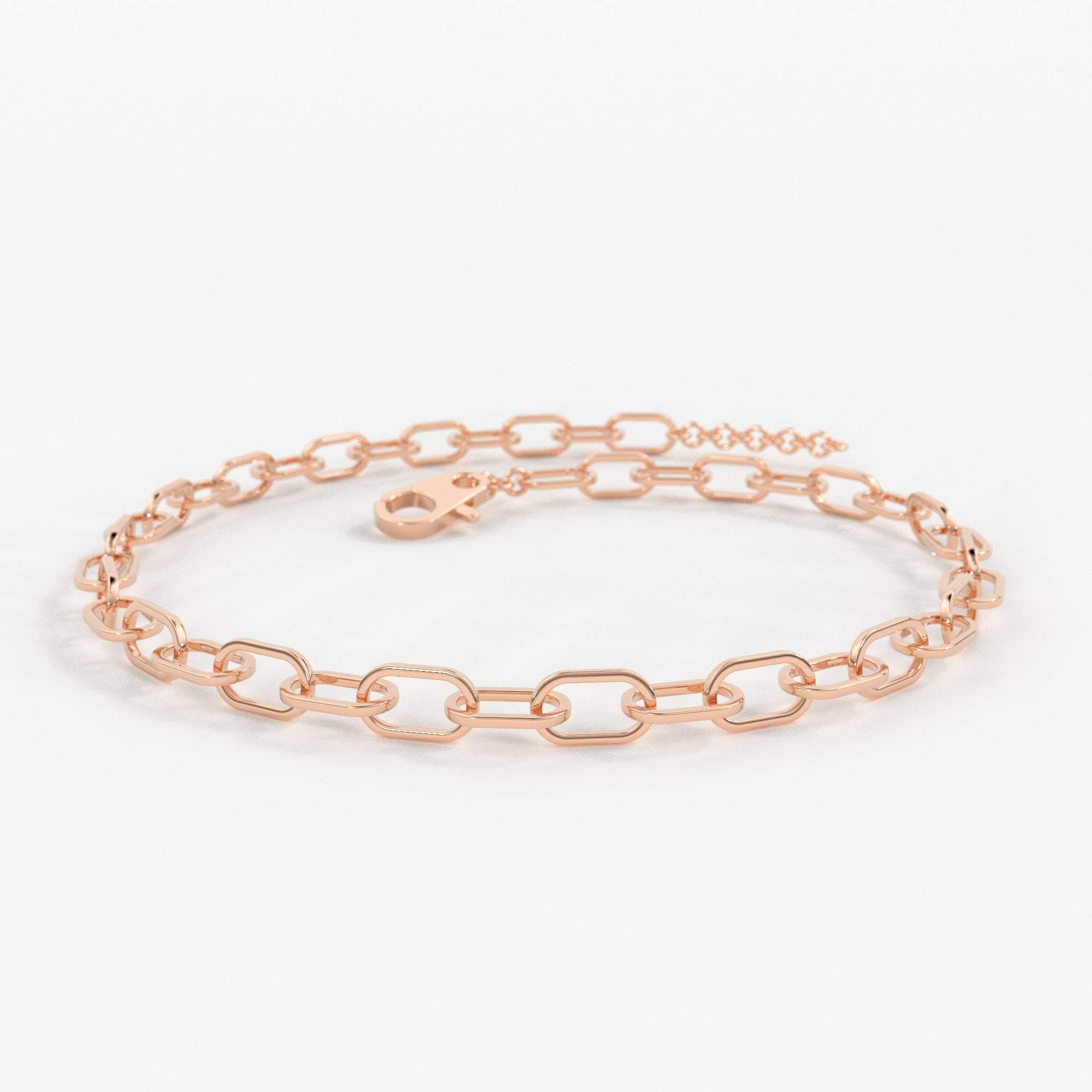 Paper Clip Bracelet / 14k Gold Paper Clip Link Bracelet 8 MM / Etsy