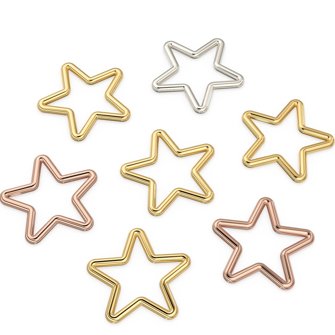 Star 14k 18k Solid Gold Charm / 20 Gauge Gold Star Charm / 10mm Etsy