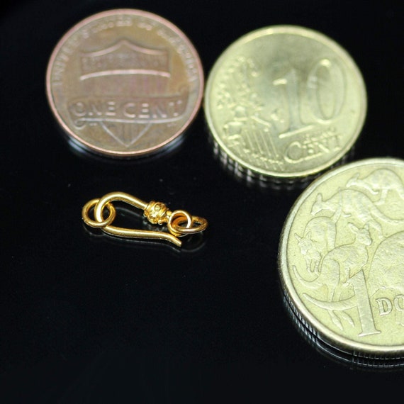 Tribal Hook 18k Solid Gold Clasp Handmade Old Fashioned 11mm X 5mm