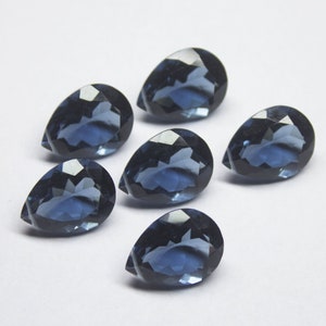 London Blue Quartz Faceted Pear Drops Matching Pair Briolettes 2 Pcs, 12x16mm