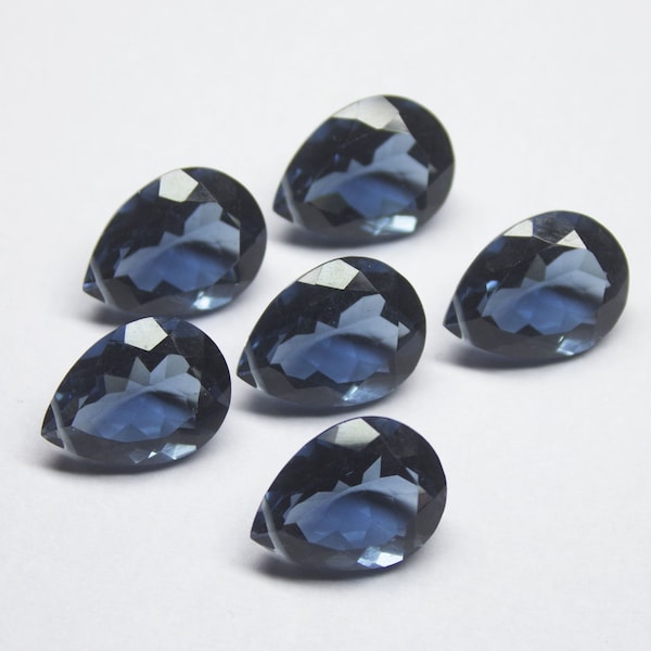 London Blue Quartz Faceted Pear Shape Briolette's Size 12x16mm Matches Pair