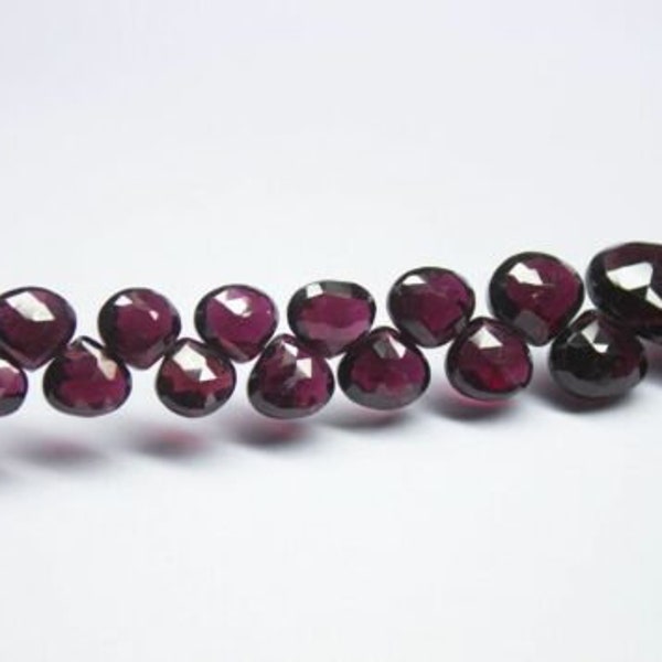 Natural Pink Rhodolite Garnet Faceted Heart Drop Gemstone Beads 10" 5mm 10mm