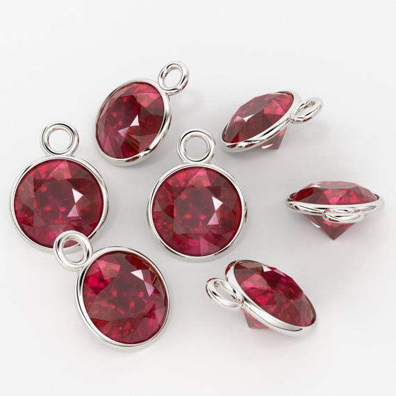 14k ソリッド イエロー ゴールド 4,5,6 mm 天然ガラス入りルビー