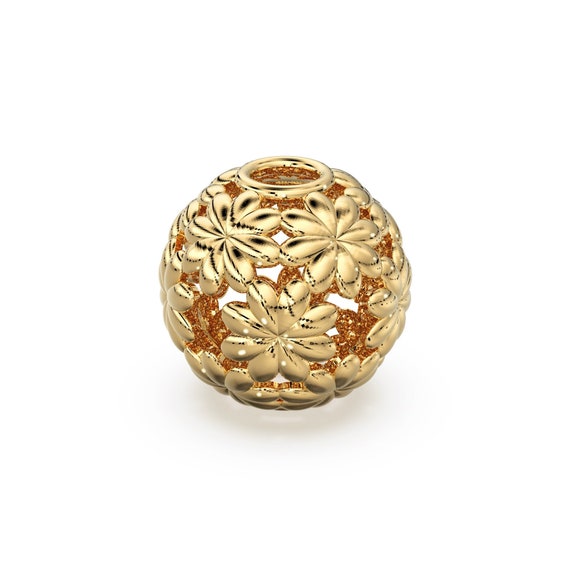 Daisy Flower Solid Gold 14k 18k Handmade Gold Spacer Bead Jewelry Making Supply 6mm 8mm 9.50mm