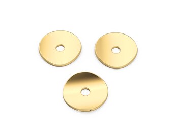 5mm 14k 18k Solid Yellow Gold Handmade Thin Curved Disc Spacer Findings Beads 10 pieces