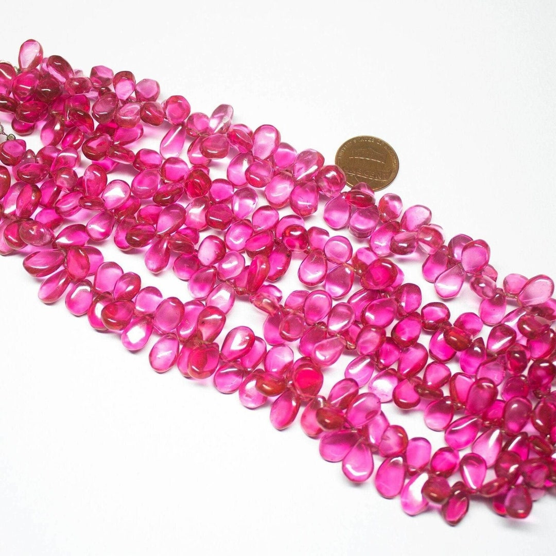 Hot Pink Quartz Glatte Birne Tropfen Edelstein Lose Spacer Etsy.de