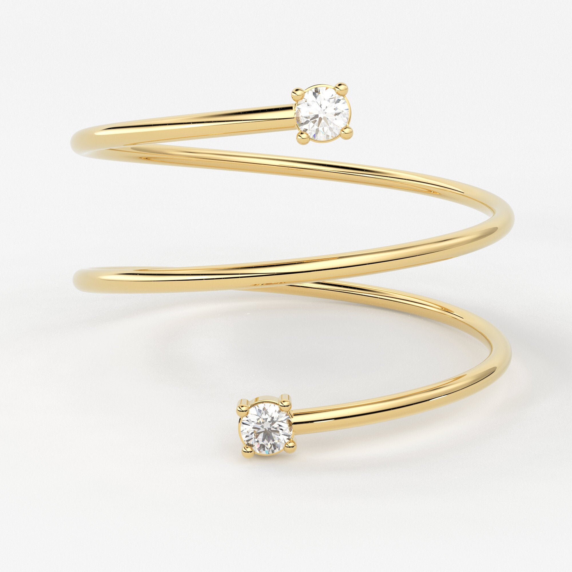 Brilliant Diamond Swirl Ring / 14K Gold Prong Setting Ring / Etsy