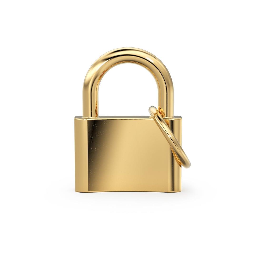 Solid Gold Padlock Charm Pendant / 14k 18k Solid Gold Pendant / Padlock