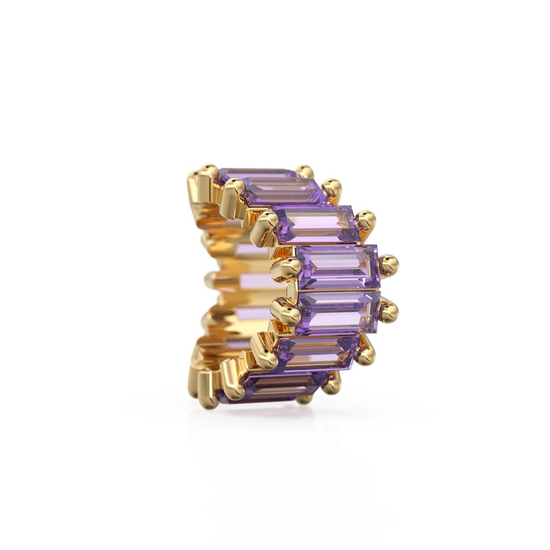 Bead Enhancer Purple Amethyst 14k Baguette Tiara Gold Bead / Amethyst European Bead ...