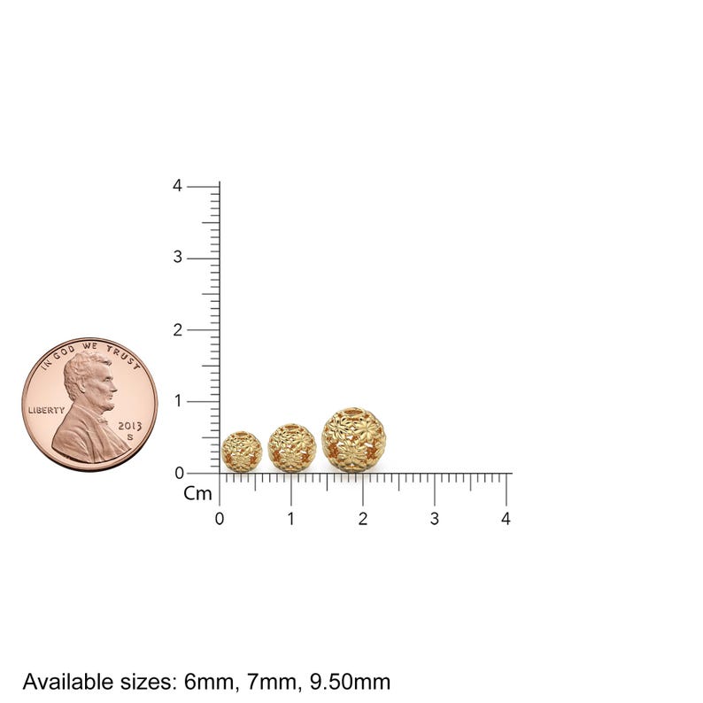Daisy Flower Solid Gold 14k 18k Handmade Gold Spacer Bead Jewelry Making Supply 6mm 8mm 9.50mm image 2