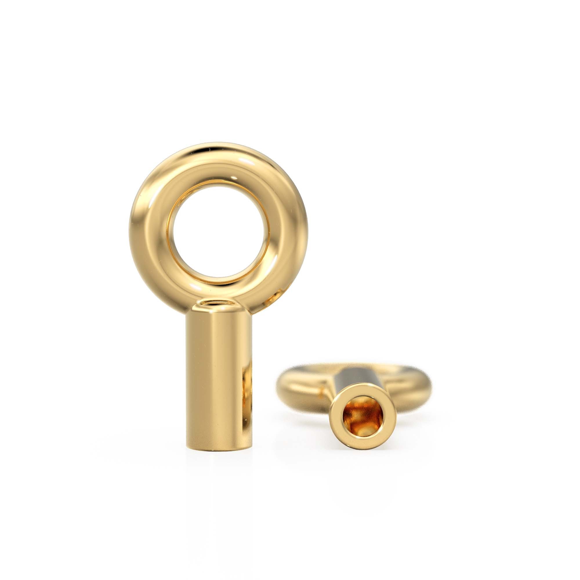 14k Solid Yellow Gold Crimp Cap End Stringing Finding With 0.9mm Holes 4mm Jump Ring Quantity: 2 0r 10 St Patricks Day