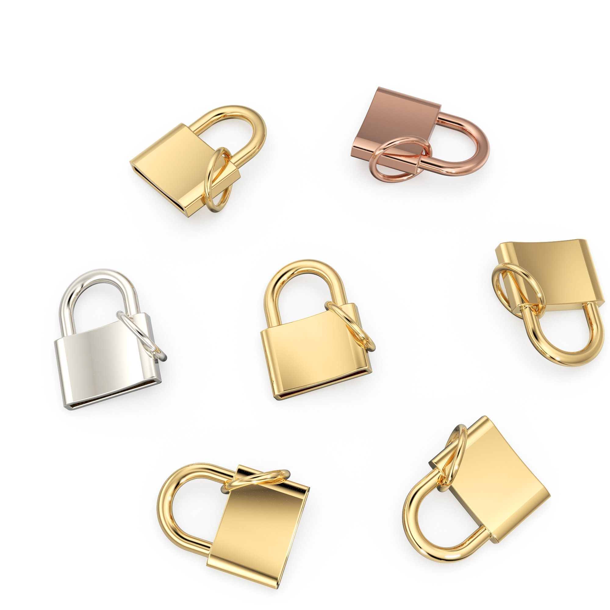 Solid Gold Padlock Charm Pendant / 14k 18k Solid Gold Pendant Etsy