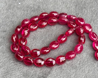 AAAA + Qualität Roter Rubin Glatte Oval Trommelperlen Rubin Edelstein Perlen / 10 mm Blut Rubin Nugget Glatte Strang Schmuck machen Halskette Armband