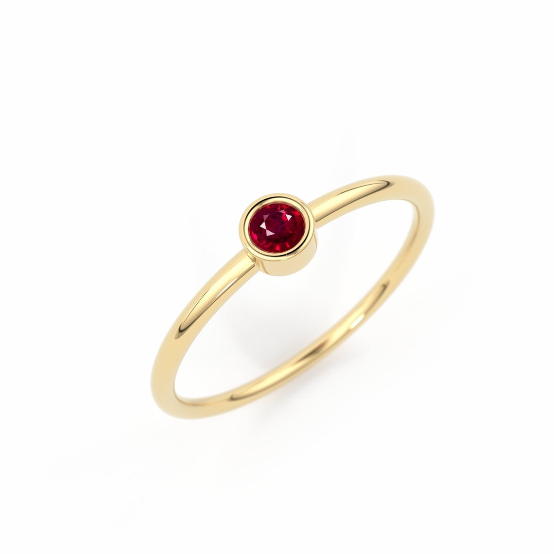 Rose Gold Ruby Ring / 14k Rose Gold Single Ruby 0.08ctw | Etsy