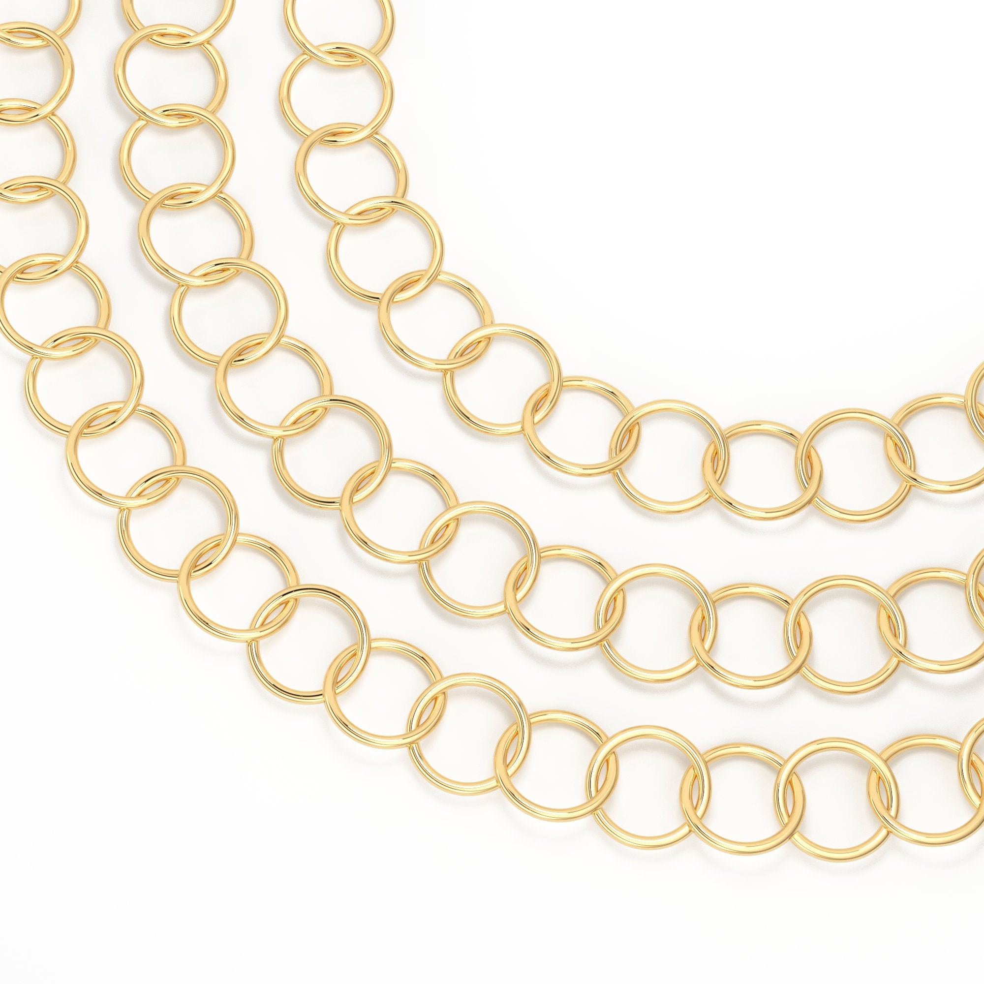 18k Solid Yellow Gold Round Cable Chain 3.7mm Link Chain Extender 12 inches St Patricks Day