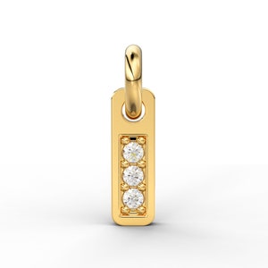 3 Stone Diamond Bar Charm Pendant / 14k 18k Solid Gold Pendant / Diamond Pendant / Trio Diamond Charm / Sale