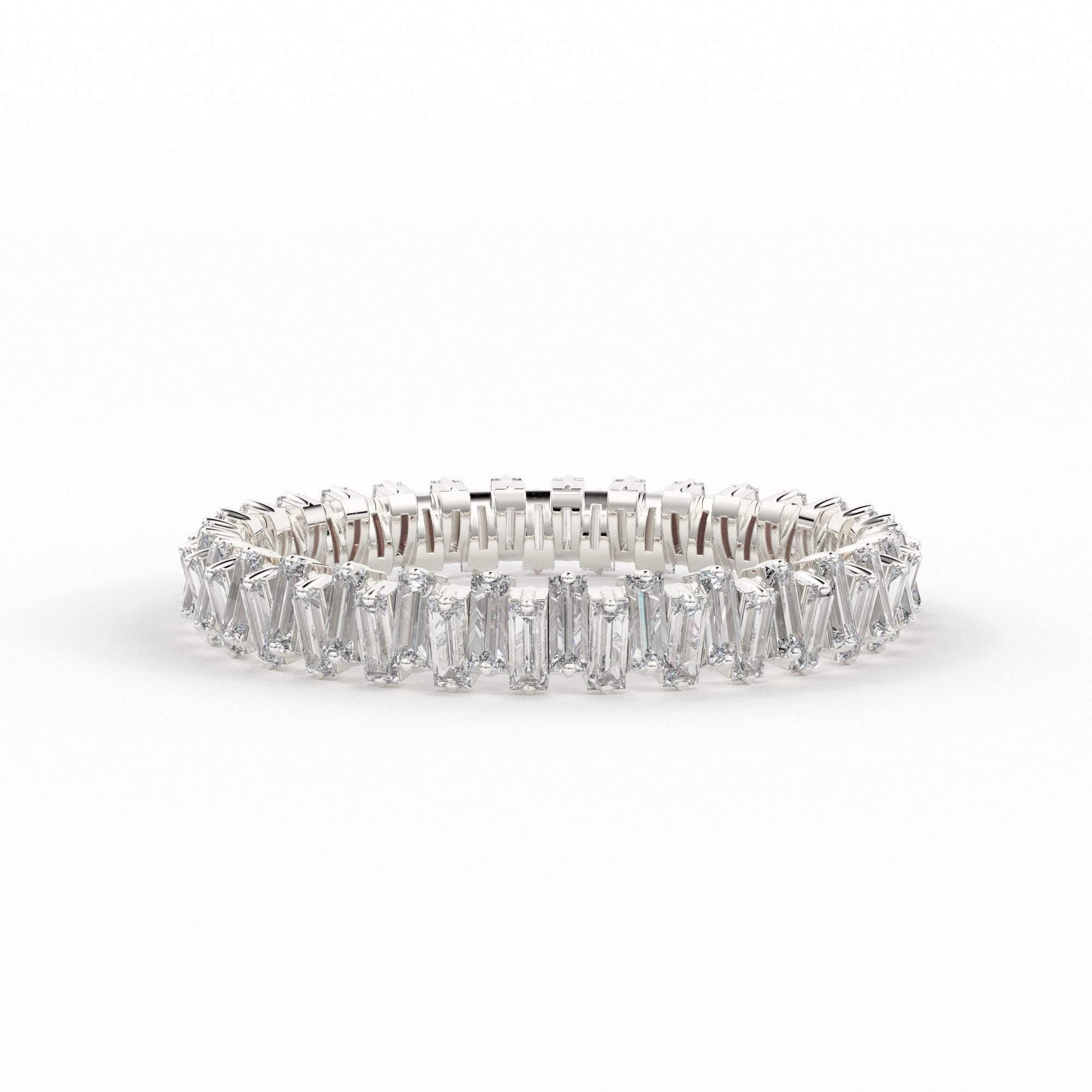 Baguette Full Eternity Ring / 14k Gold Stacking Diamond Etsy