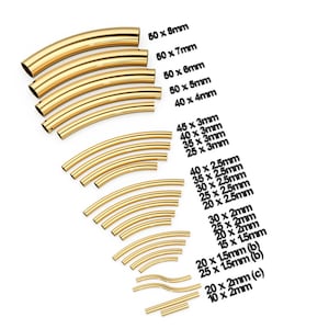 Perlina tubolare in oro giallo massiccio, tubo di pasta, perlina tubolare curva, perlina per bracciale, perlina per collana, perline tubolari in oro, perline tubolari per il giorno di San Patrizio