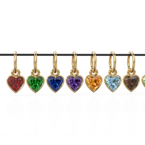 5 mm Herz Diamant Charm Anhänger / 18k Solid Gold Anhänger / Diamant Bezel Charm Anhänger / Granat Peridot Amethyst Citrin Blau Topas