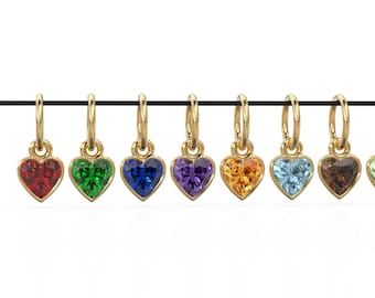5 mm Herz Diamant Charm Anhänger / 18k Solid Gold Anhänger / Diamant Bezel Charm Anhänger / Granat Peridot Amethyst Citrin Blau Topas