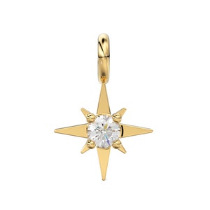 14k 18k Solid Gold Diamond Star Charm / Petite Brilliant Diamond Charm / Star Charm / Sale
