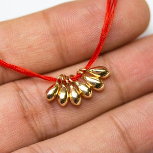 18k Solid Yellow Gold Teardrop Charm Pendant Finding, Gold Drops 3.3mmx8.5mm