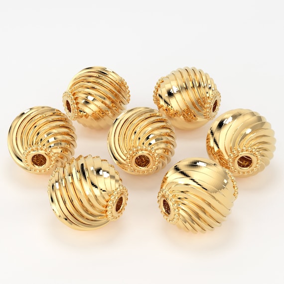 18k Solid Gold Designer Old Fashioned Tribal Round Layered Spacer
