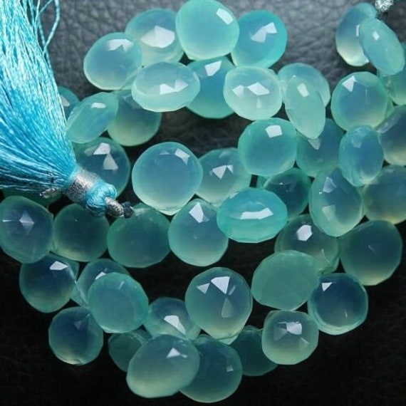 Aqua Chalcedony Faceted Heart Drop Briolette Gemstone Loose - Etsy