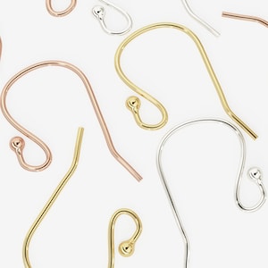 Solid Gold Clasp 14k Handmade 11mmx17mm 23 Gauge 14k Solid Yellow Gold French Hook Earwires With 1.6mm Ball Ends Pair St Patricks Day