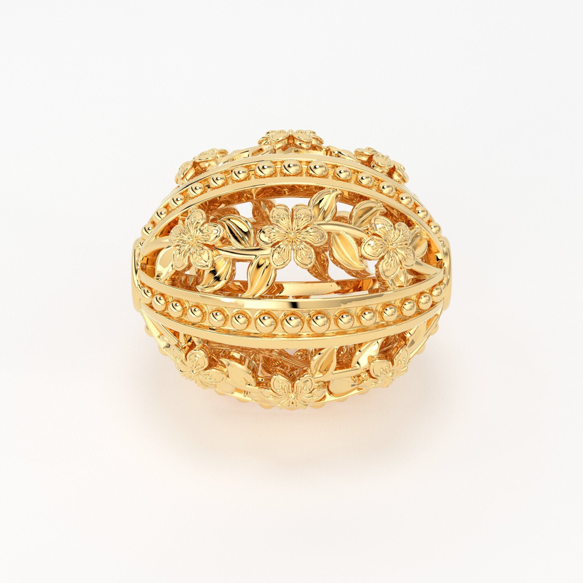 18k Solid Gold Handmade Designer Floral Spacer Bead Finding 9mm 10mm 11mm St Patricks Day