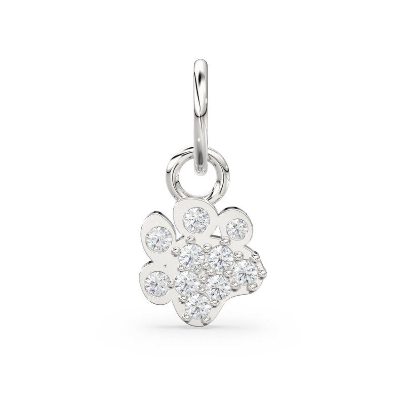 Dog Paw Diamond 14k 18k Solid Gold Charm Pendant Paw Charm Etsy