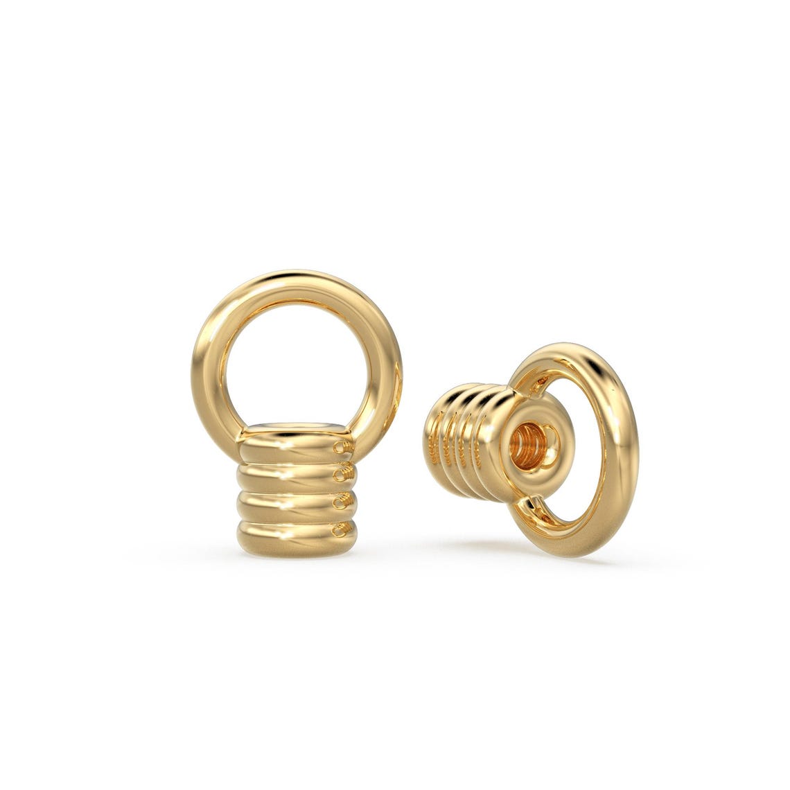 Stringading Ring 14k Solid Yellow Gold Coil End Cap - Stringing Finding With 0.9mm Holes ...