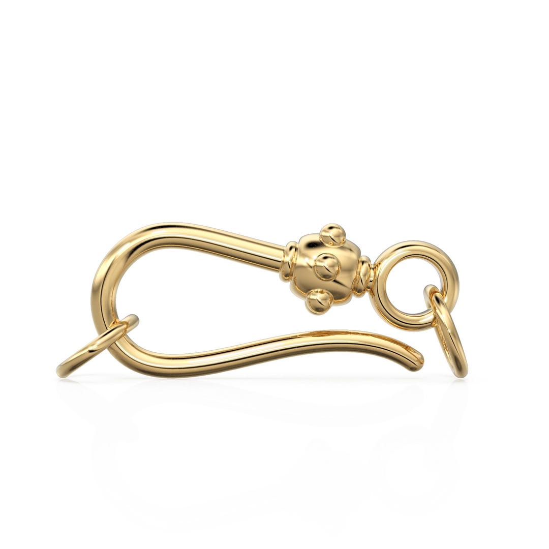 20mm HUGE Tribal Hook 18k Solid Gold Clasp / Handmade Old