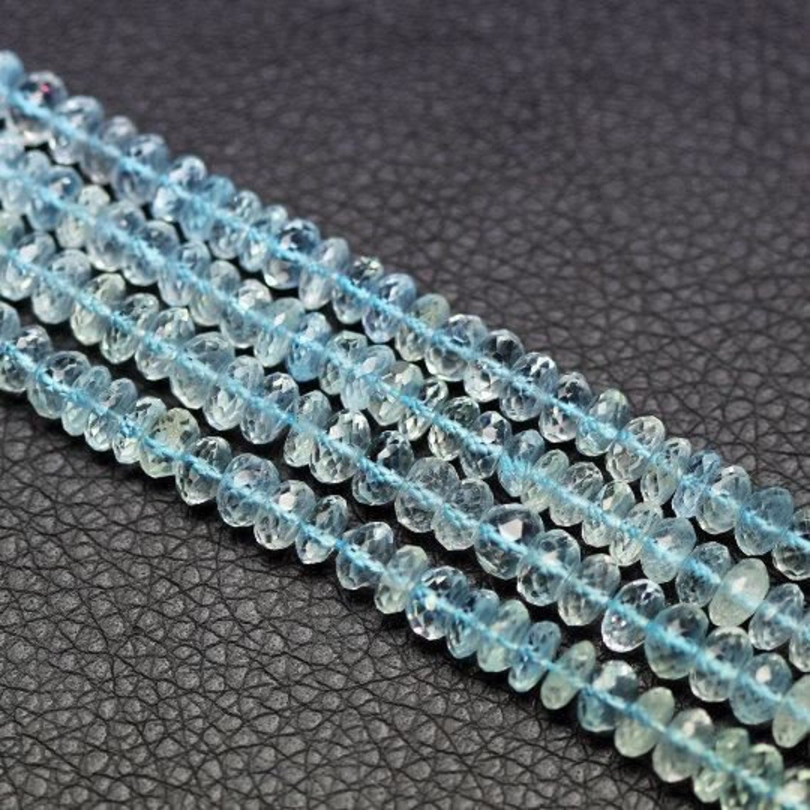 Natural Blue Aquamarine Faceted Rondelle Beads 5.5mm 13inches Etsy