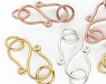 Fermoir crochet classique en S en or massif 18 carats, 8,5 x 14,5 mm, à la recherche de la Saint-Patrick