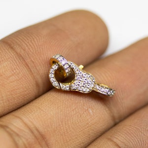 Diamond Solid Gold Lobster Clasp 18k Handmade Claw Clasp with Ring 17mm x 7mm St Patricks Day